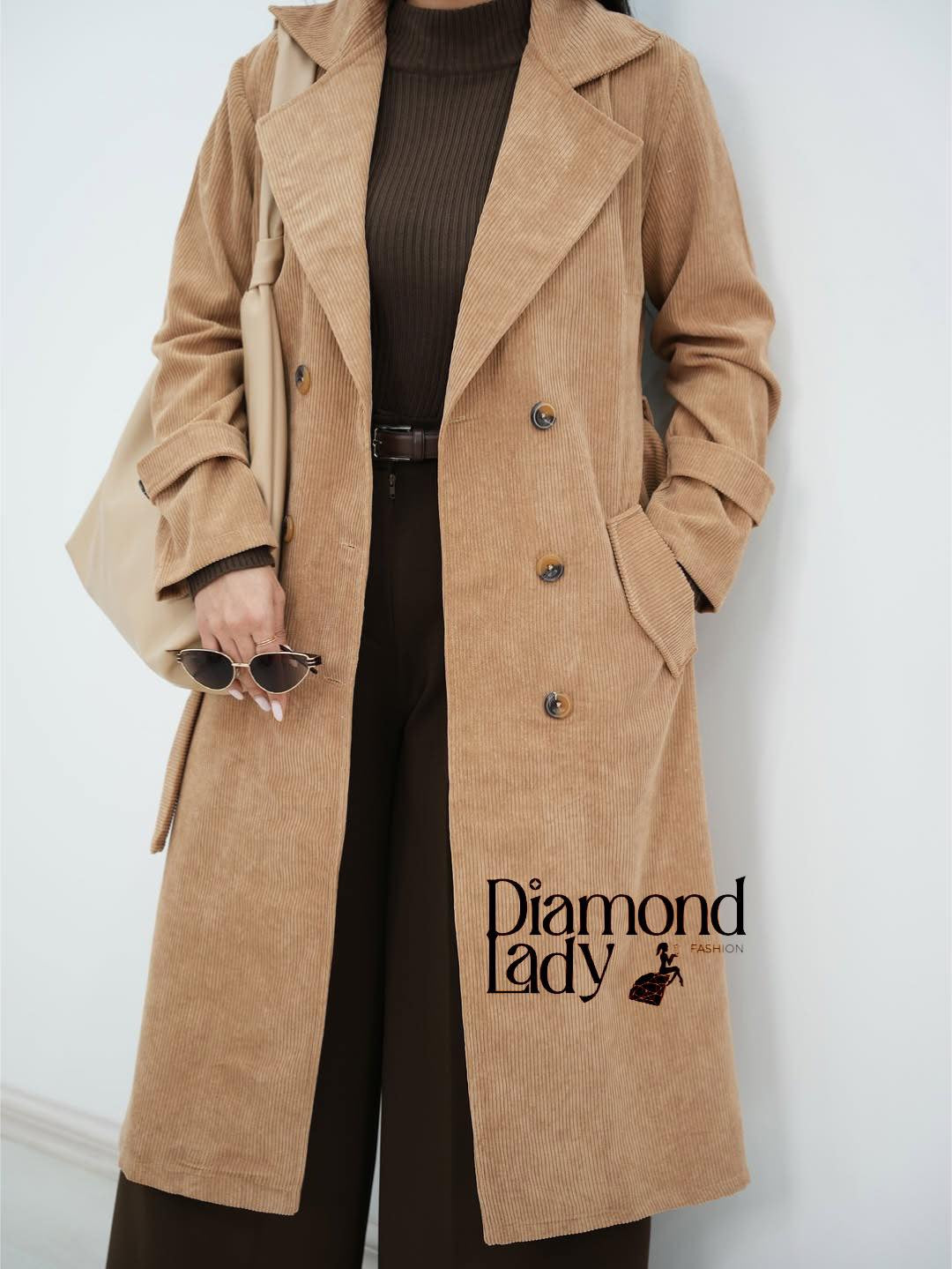 جاكيت قطيفة مضلع مبطن ستان