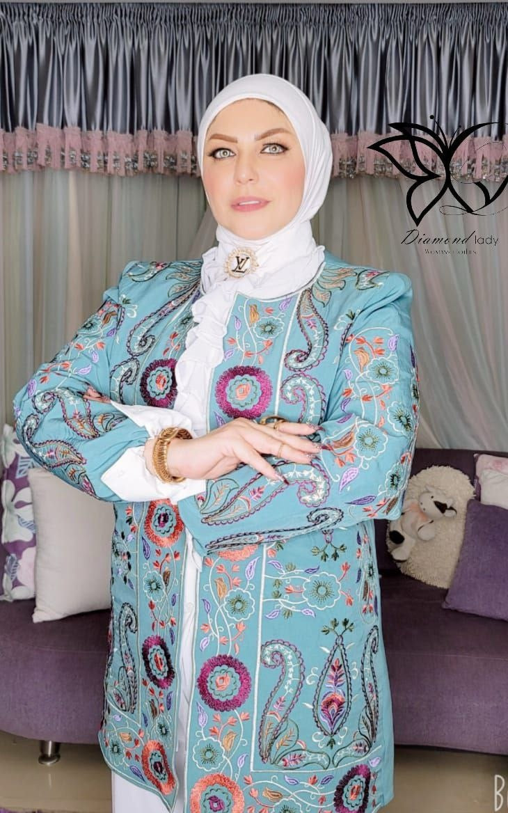 جاكيت شمواه مبطن ستان مطرز خيوط  0122