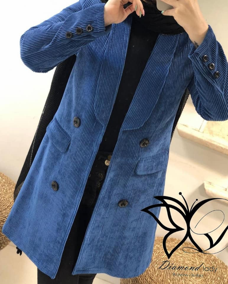 جاكيت قطيفه مضلع مبطن ستان 0163