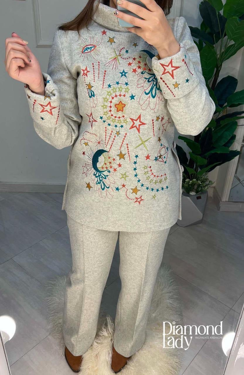 سوت صوف مطرز خيوط  0194