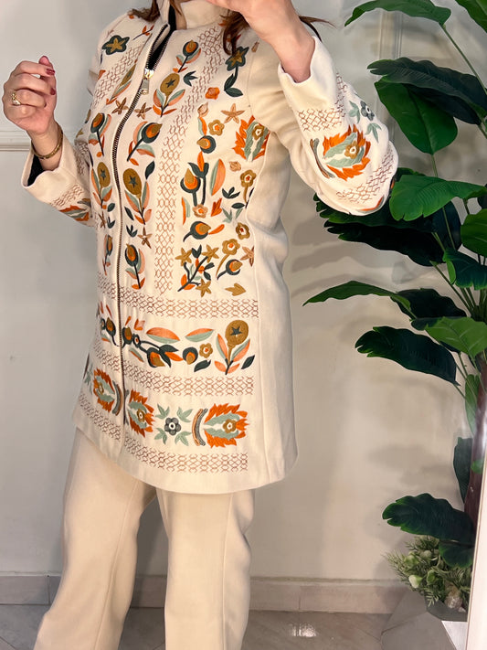 سوت صوف مبطن ستان مطرز خيوط 006