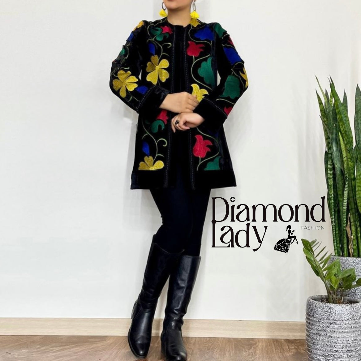 جاكيت صوف مبطن ستان مطرز خيوط 0250