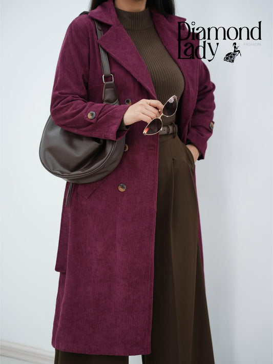 جاكيت قطيفه مضلع  مبطن ستان