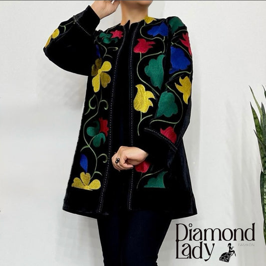 جاكيت صوف مبطن ستان مطرز خيوط 0250