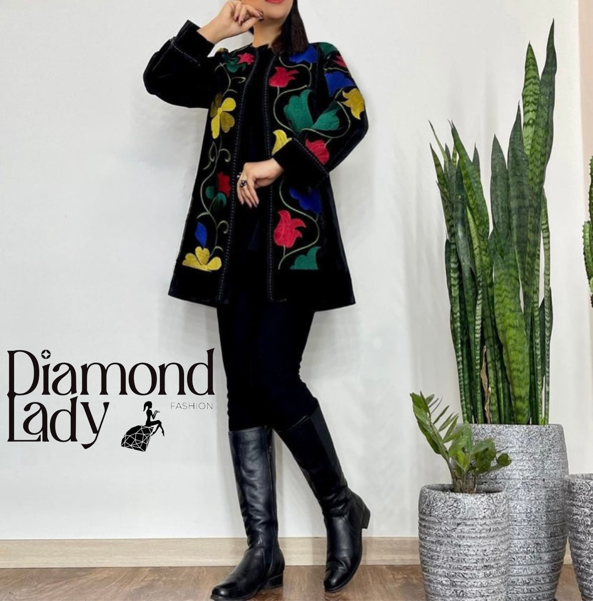 جاكيت صوف مبطن ستان مطرز خيوط 0250