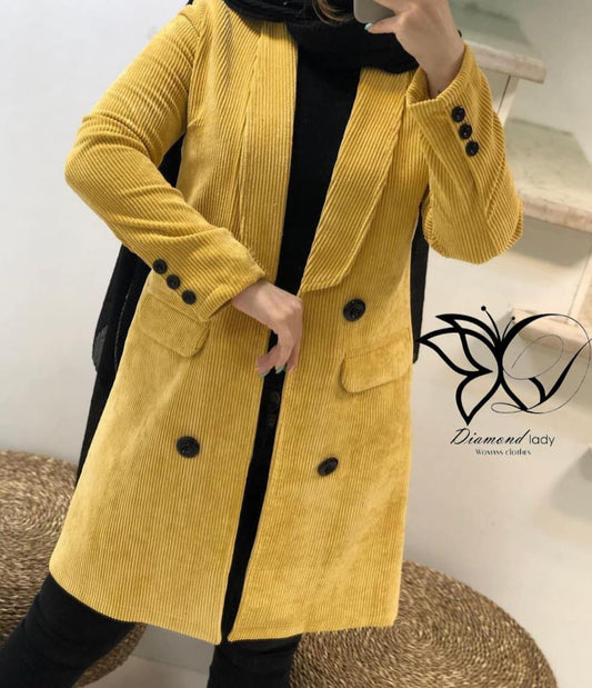 جاكيت قطيفه مضلع مبطن ستان